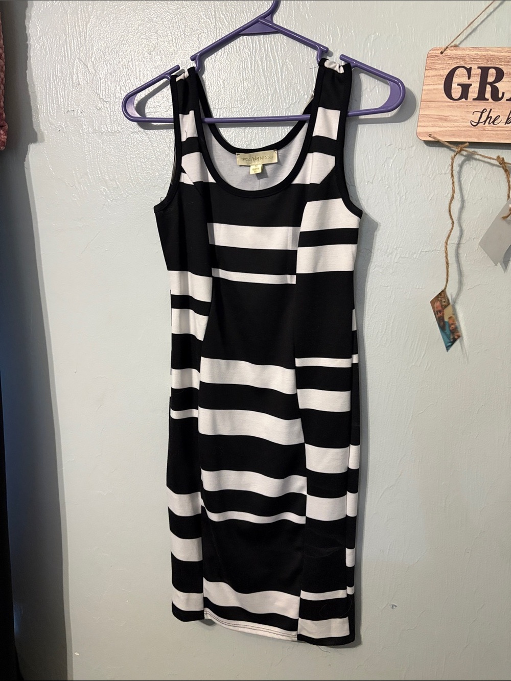 Nicki Minaj Black and White Striped Midi Tank Dress